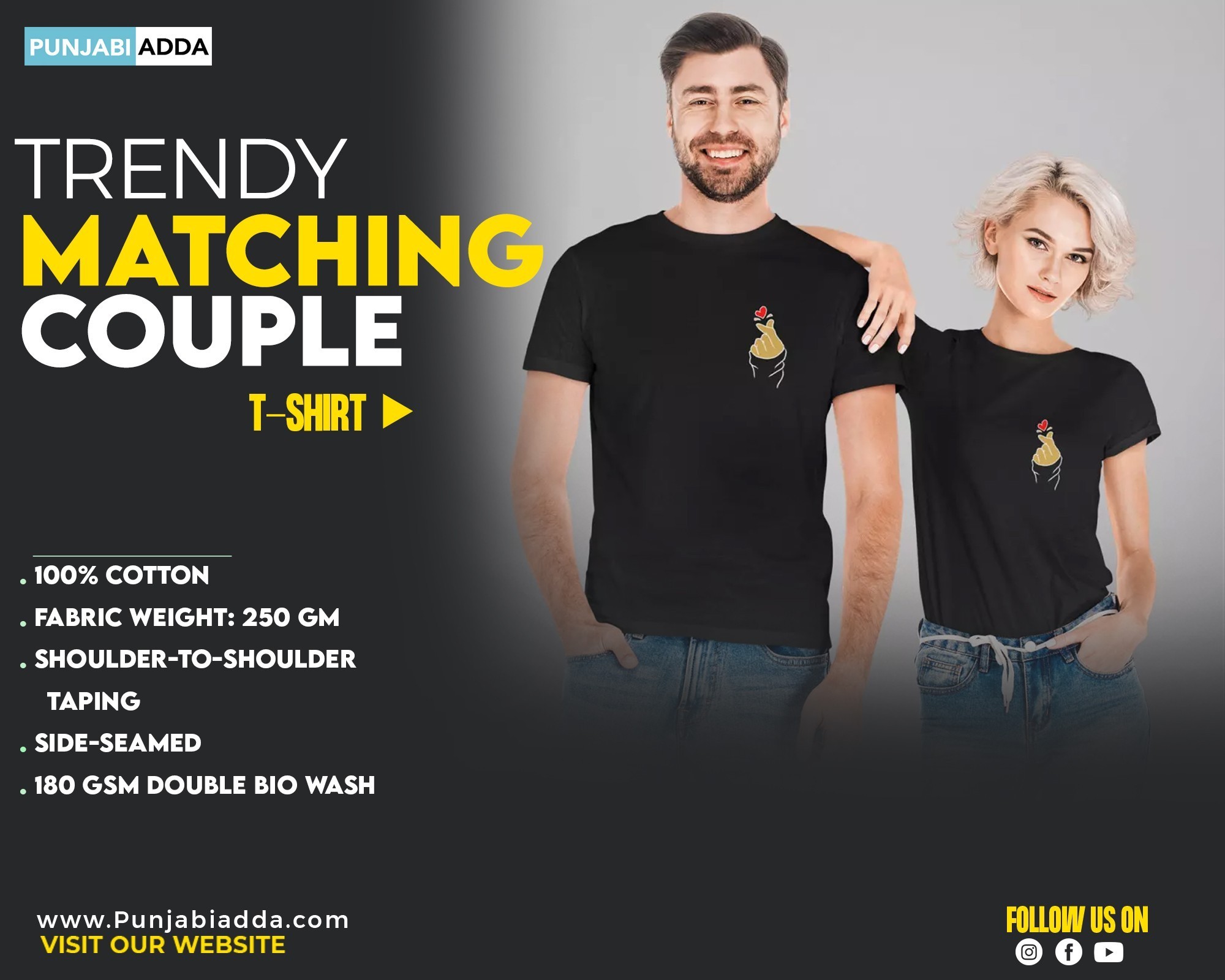 Grab Love Pinch Couple Tshirt Set – Punjabi Adda